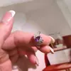 Anillo de Plata de Ley S925 con Piedra de Cristal Natural Creativo Europeo y Americano para Mujer con Diseño de Brazo Retorcido de Alta Gama, Popular en Xiaohongshu