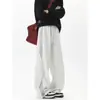 Pantalones Deportivos de Algodón Rectos Estilo Americano con Raya Lateral para Hombre Estilo Hong Kong High Street Sueltos Casual Pierna Ancha Largos para Hombre Nuevos