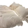 Estilo Renda Estilo Princesa Esculpido Leite Fleece Conjunto de Quatro Peças Totalmente Fosco Espessado Quente Adicionado Capa de Edredom Fleece Estilo Creme Lençol de Cama