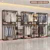 Estante de exhibición para tienda de ropa perchero de pie de doble capa perchero para abrigos perchero para ropa estante de almacenamiento estante de exhibición para ropa de hombre y mujer