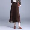 Saia Plissada Versátil de Malha A-line Slimming de Cintura Alta Longa Outono/Inverno 2026