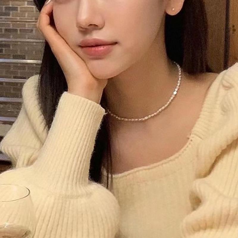 不规则巴洛克珍珠项链女百搭14k注金简约时尚天然淡水珍珠锁骨链
