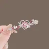Pasador de Pelo Brillante con Forma de Corazón Rosa y Diamantes, Lujo Ligero y Exquisito, de Hada, Gama Alta, Dulce y Femenino, Versátil y Delicado Accesorio para el Cabello