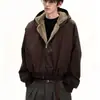 Chaqueta de Algodón Cálida Estilo Americano Águila de Montaña para Hombres y Mujeres, Abrigo de Invierno Retro de Forro Polar Engrosado para Parejas, Ropa de Algodón con Capucha de Marca de Tendencia High Street