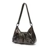 Bolsa de Hombro/Axila de Cuero Bicolor Estilo Maillard Retro Y2K Estilo Desgastado Estilo Desgastado Venta Caliente Transfronteriza Spice Girls