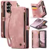 Adecuado para funda de teléfono Samsung Z Fold 7, funda tipo cartera con ranura para tarjetas multifuncional, bolsa con cremallera dos en uno, funda protectora de cuero