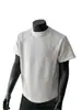 Camiseta Patchwork Floral Cinza de Manga Curta para Homens, Marca Tendência Estilo Americano de Verão, Tecido Pesado 300g, Corte Solto, Roupa de Estudante com Gola Redonda e Manga Meia-Manga