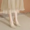 Estilo Francés Color Champán Impermeables Plataforma Tacones Altos Zapatos de Boda Xiuhe para Mujer Lentejuelas de Cristal Zapatos de Boda Tacón de Aguja Boca Baja Zapatos Simples de Una Sola Capa