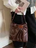 2026 Nova Bolsa Tote Plissada Retrô Estilo Coreano Bolsa Saco Elegante Versátil Bolsa Transversal