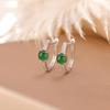 One Deer Silver S925 Sterling Silver Gold Plated Jade Retro Fashion Light Luxury Round Bead Brincos Elegantes Simples Geométricos Brincos de Prata