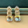 Brincos Atacado Comércio Exterior Transfronteiriço Europeu e Americano Retro Diamante Colorido Quadrado Geométrico Simples Brincos de Strass Brincos para Festa de Jantar Atacado