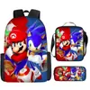 Nuevo Set de Tres Piezas de Mochila Escolar Sónica Más Vendido, Mochila de Gran Capacidad de Almacenamiento para Estudiantes, Mochila Portátil para Exteriores para Niños