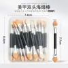 Arte de Uñas Polvo Espejo Mágico Aurora Adhesivo Pincel de Esponja de Doble Cabeza Brocha para Sombra de Ojos Maquillaje Desechable Contorno de Nariz Herramientas de Belleza
