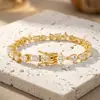 Pulseira Tennis S925 Prata Europeia e Americana Transfronteiriça Nova Totalmente Cravejada com Moissanita Irregular para Mulheres, Estilo Luxuoso para Noite, Joia Mais Vendida