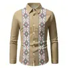 2026 Site Independente Transfronteiriço Amazon Camisa Masculina de Manga Longa Moda Estampada Estilo Étnico Ocidental Top com Gola