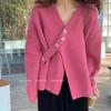 Cárdigan de punto Dongdaemun de Corea del Sur Abrigo Suéter para Mujer Grueso Diseño Nicho Sentido Temperamento Avanzado Suave Cera Suelta