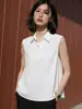 CS PedidoGola Polo Solta Versátil Camisa Casual Minimalista Colete Sem Mangas Peça de Roupa Exterior Temperamento Camisa Emagrecedora
