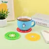 Posavasos suave redondo de PVC, posavasos con temática de frutas, posavasos para té resistente al calor, antideslizante y antiquemaduras, personalizable con impresión de logo, y resistente al calor para usar con alimentos