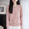 Nuevo Cárdigan de Punto Rosa 2026 para Mujer, Suéter Abrigo Elegante y Juvenil, Top Versátil Fino de Imitación Bordado Delgado