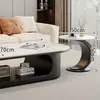 Nuevo modelo 2026, mesa de centro de mármol de lujo ligero, minimalista y moderna, adecuada para apartamentos pequeños, sala de estar y áreas de recepción, forma ovalada