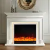 Chimenea Decorativa de Madera Maciza Francesa Gabinete Estilo Americano Chimenea Electrónica Llama Simulada Sala de Estar Arte para el Hogar Gabinete de Exhibición para la Entrada