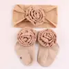 Nuevos accesorios para el cabello para niños de ins, diadema de nailon para bebé europea y americana y conjunto de calcetines, lindos accesorios para la cabeza de bebé y calcetines largos