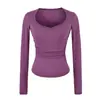 Camiseta base puramente seductora de cuello cuadrado y manga larga para primavera y otoño, corte ajustado, entallada en la cintura, estilo corto, adelgazante, acentuando las clavículas, top interior de nicho para chica hot