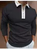 Outono 2024 Novo Exportação Transfronteiriça Masculino 3D Estampado Cor Sólida Casual Zíper Manga Longa Camisa Polo Camisa Paul