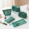 Bolsa de maquiagem de malha transparente, organizador portátil para batom e produtos de skincare, necessaire de viagem para produtos de higiene pessoal e cosméticos
