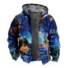 2024 transfronterizo nuevo Halloween forro polar engrosado doble forro terciopelo grueso acolchado de algodón chaqueta cremallera bolsa para excavar chaqueta acolchada de algodón cálida