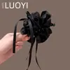 Grampo de Cabelo Flor Botão Laço de Fita Estilo Coreano para Mulheres 2025 Novo Prendedor Banana para Rabo de Cavalo Alto Grampo Vertical Suave e Versátil Acessório de Cabelo