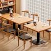 Mesas y sillas para restaurante comercial, restaurante de desayunos, tienda de fideos para snacks, mesa larga, tienda de té de leche y barbacoa, juego de comedor con una mesa y cuatro sillas