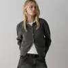 Nuevo cárdigan de punto versátil 100% lana para otoño e invierno para mujer, cuello redondo, mangas largas, elegante, adelgazante y estiloso para usar en capas.