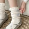 Calcetines de ballet con lazo para mujer, de longitud media, finos, de algodón puro, estilo japonés, de malla blanca, con boca de burbuja, para verano