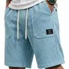 Nuevos Shorts Casuales de Verano para Hombre de Comercio Exterior con Cordón Cintura Elástica, Shorts de Playa Sueltos con Etiquetas de Bolsillo, Pantalones de Cinco Puntos