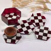 Amapola DIY Patrón de Tablero de Ajedrez de Resina Rectangular Hexagonal Redondo Posavasos Caja de Almacenamiento Pad de Rejilla Molde de Silicona