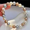 Pulsera Pulsera de Cristal Artificial Perla Color Mixto Dorado Cálido Hoja de Arce Maillard Ins Francesa de 10 mm de Alta Gama