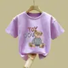 Moda de Niña Nueva Colección Primavera Verano 2026 Algodón Puro Camisetas de Manga Corta para Niños Estampado de Dibujos Animados