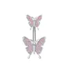 Nuevo Anillo de Ombligo Mariposa Pequeña con Goteo de Aceite Corazón de Chica Mariposa Diamante Acero Inoxidable Joyería de Piercing Clavo de Ombligo