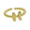Anillos de 26 Letras Inglesas Más Vendidos Transfronterizos Anillos Gruesos Brillantes de Oro de 18 Quilates Modelo Caliente de Amazon Dropshipping