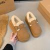 Sapatos Burcan de sola grossa, botas de neve femininas de inverno com forro de lã 2024, novos mocassins Maillard, sapatos quentes de algodão de um passo