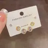 Moda de Nicho Lujo Ligero Versátil Rombo de Circonita Juego de Pendientes de Tres Piezas, Exquisito y Sencillo con un Toque de Alta Gama, Pendientes Súper Brillantes al por Mayor
