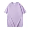 Camiseta Básica de Verano de Manga Corta, Cuello Redondo, Holgada, Transpirable, Color Sólido, Hombro Ligeramente Caído, Algodón Peinado 200g, al por Mayor, para Hombres y Mujeres