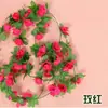 Enredaderas de Ratán de Rosa Simulada Techo de Sala de Estar Colgante de Pared Diseño Decoración de Boda Flores Falsas Flores de Planta Simulada