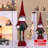 Sombrero Rojo Navideño Hombre Mayor Muñeco Retráctil Juguete Muñeco de Nieve Navideño Reno Muñeco de Piernas Largas Adorno Decoración de Escritorio