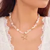 Set de Collar y Pulsera Bohemio de Vacaciones Europeo y Americano Femenino Ins Verano Dopamina Grava Estrella de Mar Caracola Collar