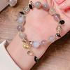 Pulsera de Ágata de 10 mm para Mujer con Diseño de Colgante de Calabaza Dorada Pulsera de Cristal Simple Retro Pulsera de Mejor Amigo para Año Nuevo