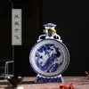 Botellas de Vino de Cerámica Porcelana Azul y Blanca de Jingdezhen Botellas de Vino Planas de 2.5kg Botellas de Vino en Blanco Colección de Porcelana Botellas de Vino Vacías de 2.5kg