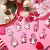 40 Piezas Día de San Valentín Enano de Madera Colgante Rosa Romántico Colgante de Enano Etiqueta con Cuerda Boda Aniversario