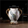 Adornos de Jarrón de Cerámica Estilo Europeo, Lujo Accesible, Arreglo Floral para Sala de Estar Escandinava, Jarrón Seco Moderno para Mesa de Comedor, Decoraciones para Vinoteca en Casa